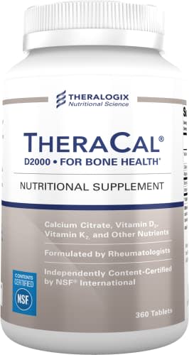 TheraCal D2000 Bone Health Supplement with Calcium, Vitamins D3 & K2, Magnesium and More | 90 Day Supply - 360 Tablets | Made in The USA