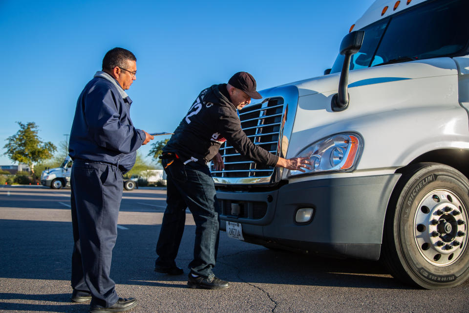 A driver does a test at Walmart's hiring event in Casa Grande, Arizona. 