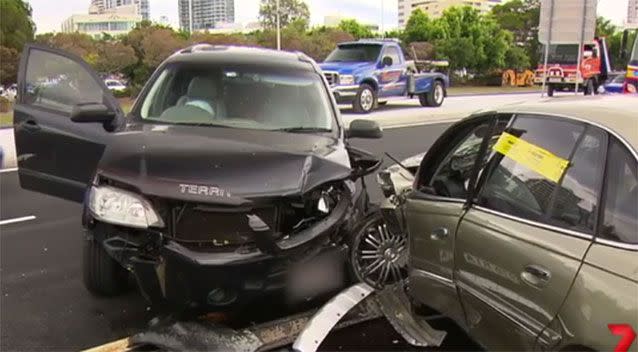 A mother and her two young children were injured in a crash on the Gold Coast. Source: 7News