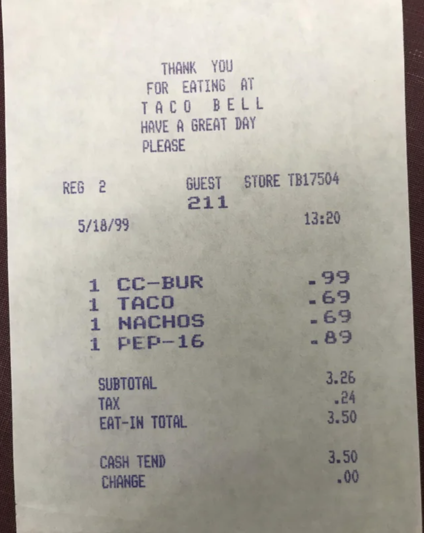 Taco Bell receipt