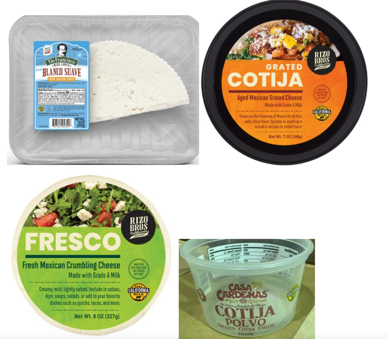 Rizo-López Foods is voluntarily recalling its dairy products listed below because they have the potential to be contaminated with Listeria monocytogenes