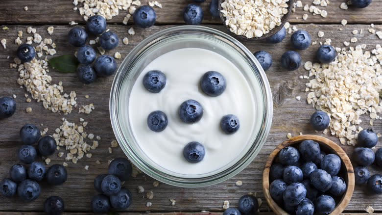 blueberries and yogurt