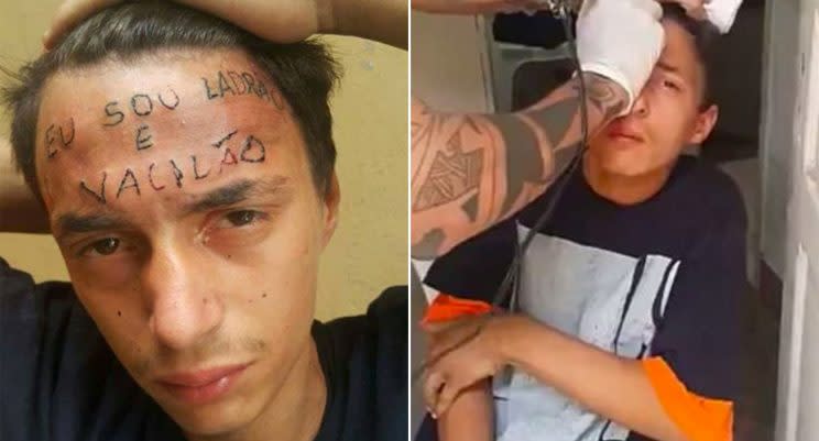 The 17-year-old has had 'I am a thief' tattooed on his head 