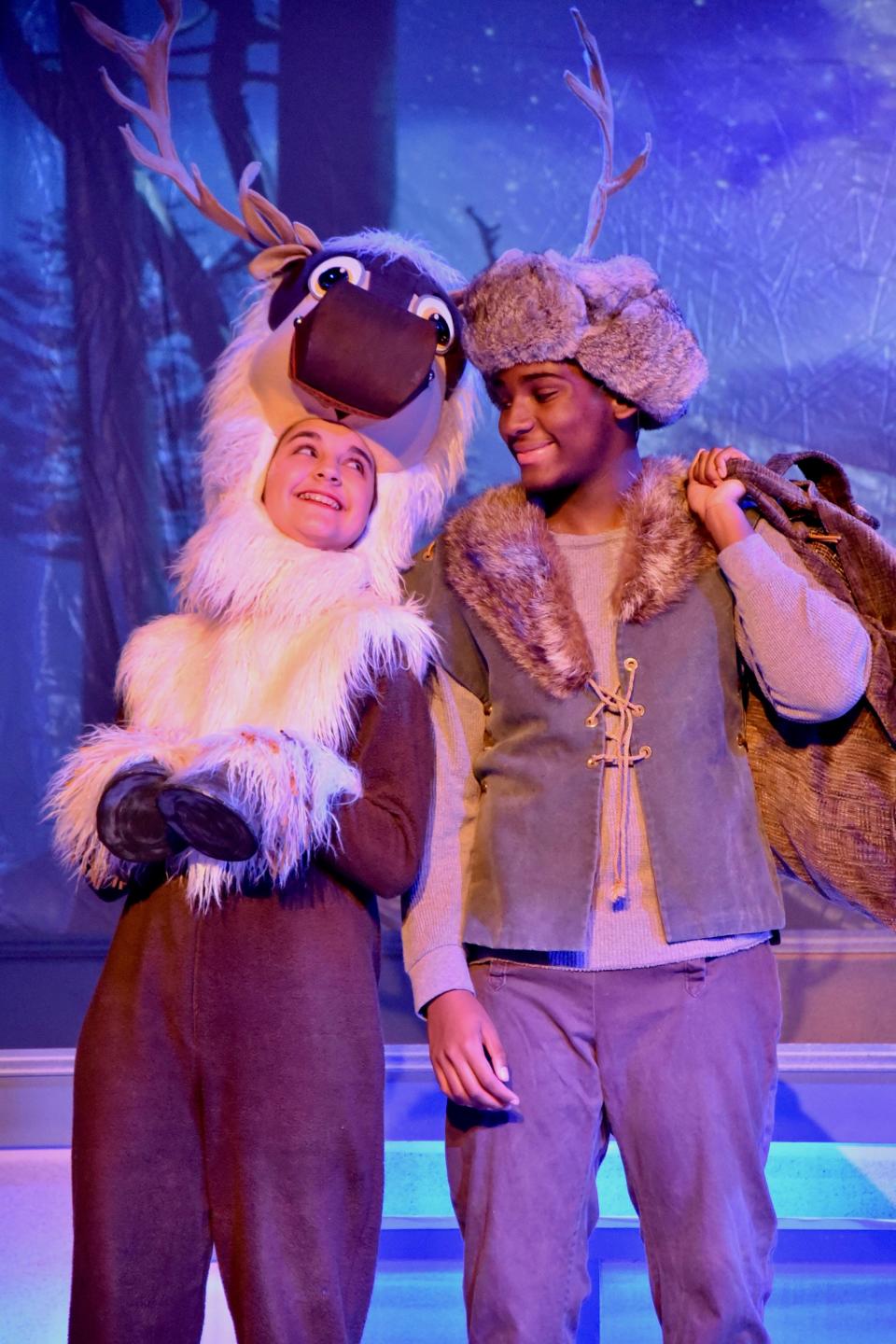 Karsyn Simmons (Sven), Noble Sissle (Kristoff) in the Young Actors Theatre production of "Frozen Jr." set for April 8-16, 2022.