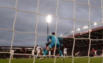 <p>Bournemouth’s Benik Afobe scores their first goal </p>