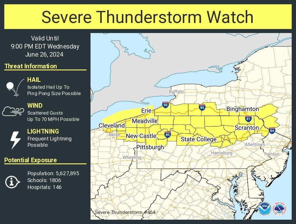 The National Weather Service says there's a risk for strong and severe thunderstorms across northern Ohio on Wednesday.