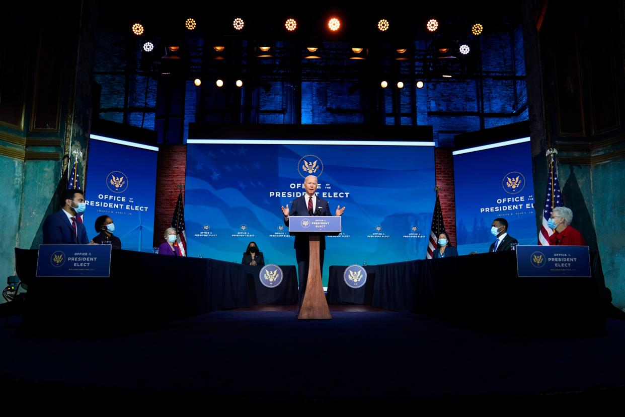 President-elect Joe Biden announces his climate and energy team nominees and appointees at the Queen Theater in Wilmington, Delaware, Dec. 19. (Photo: Carolyn Kaster/ASSOCIATED PRESS)