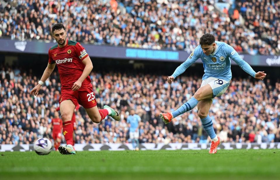 Julian Alvarez fired home City’s fifth goal (Getty)