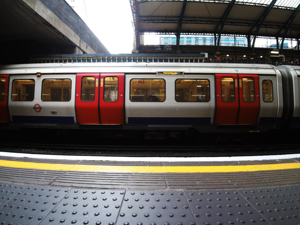 London Tube train seen from the side