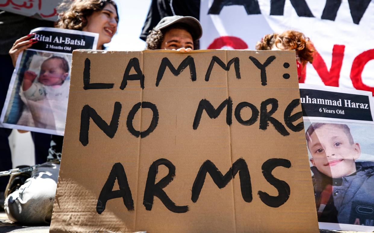 Israeli protesters call for an end to the war in Gaza during David Lammy's visit to Jerusalem last month