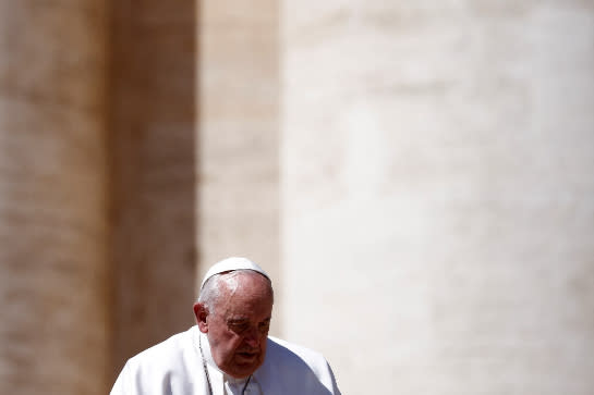 教宗方濟各4月26日在梵蒂岡舉行祈禱會。路透社