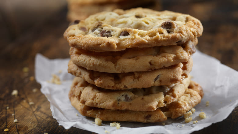 Stack of cookies on paper