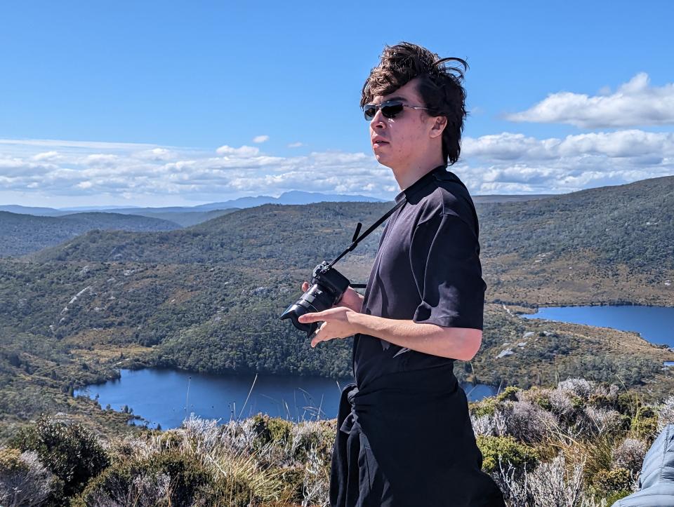 The author's son, Iden Elliott, at the top of Cradle Mountain in Tasmania.