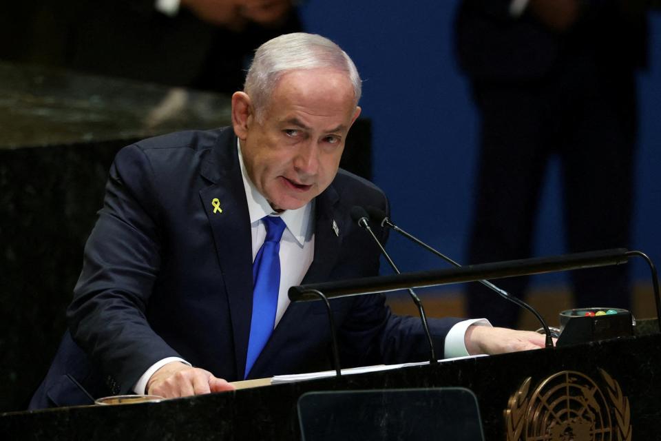 Israel's Prime Minister Benjamin Netanyahu addresses the 79th United Nations General Assembly (REUTERS)