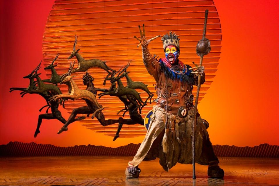 Buyi Zama plays Rafiki in Disney's musical "The Lion King."