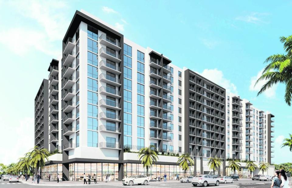 The city of North Miami is gaining a 10-story affordable and workforce housing development called Kayla across from North Miami Senior High School. This is a rendering of the project. Miami Herald file