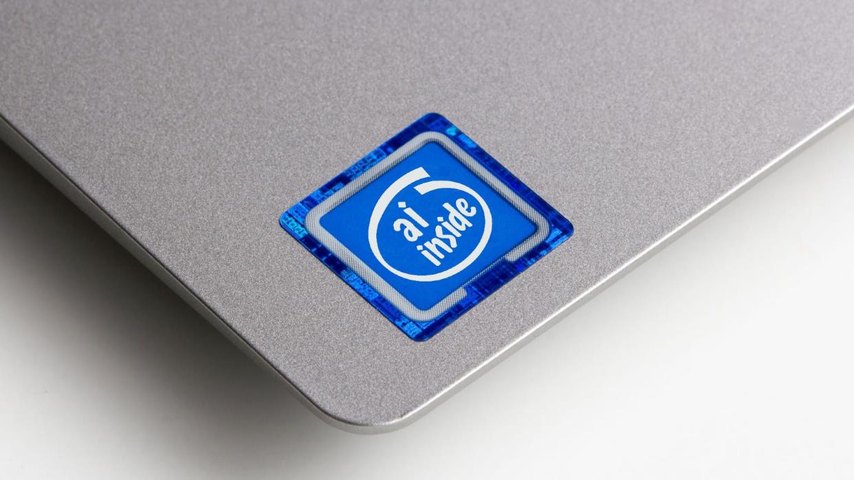  Laptop with Intel Inside sticker edited to say "AI Inside". 