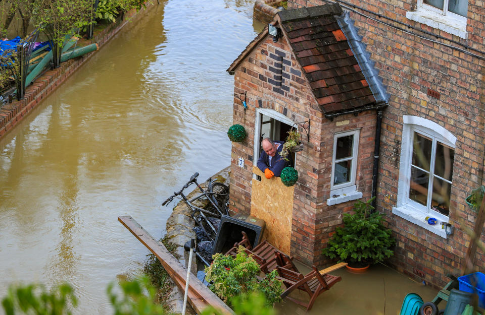 Flooding in Ironbridge, Shropshire, as residents in riverside properties in the area have been told to leave their homes and businesses immediately after temporary flood barriers were overwhelmed by water. (Photo by Peter Byrne/PA Images via Getty Images)