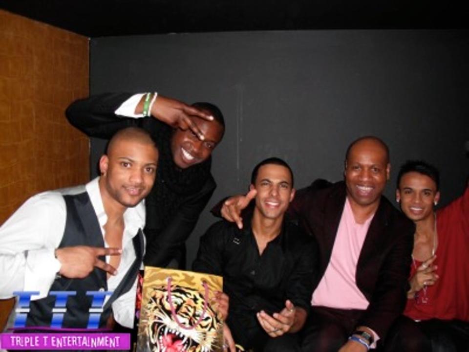 Tony flanked by members of award-winning British boy band JLS (Triple T Entertainment)