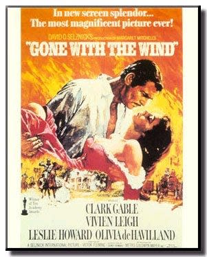 A 1939 poster advertises “Gone With the Wind” starring Clark Gable and Vivien Leigh.