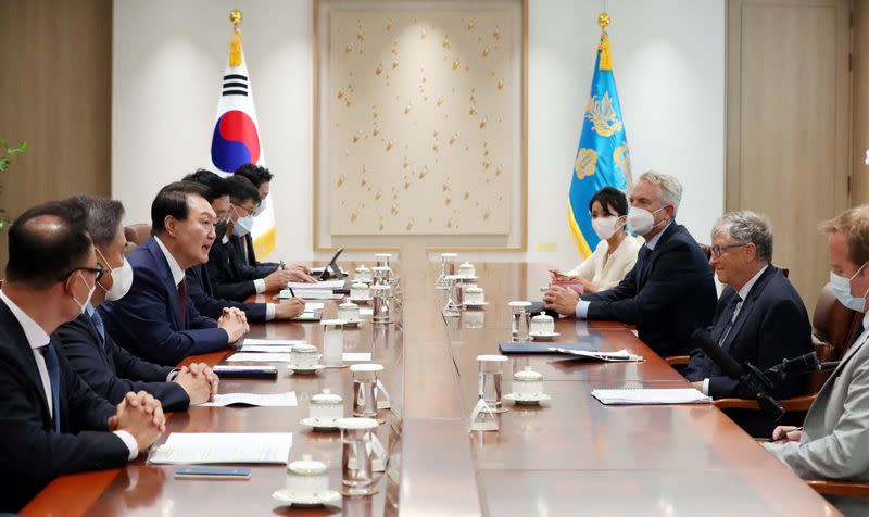 Microsoft Corp co-founder Bill Gates meets with South Korean President Yoon Suk-yeol in Seoul