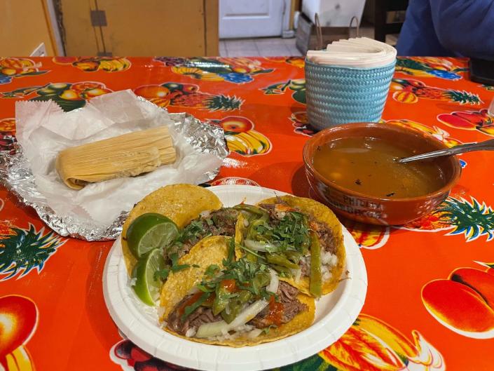 South Philly Barbacoa plate of tacos