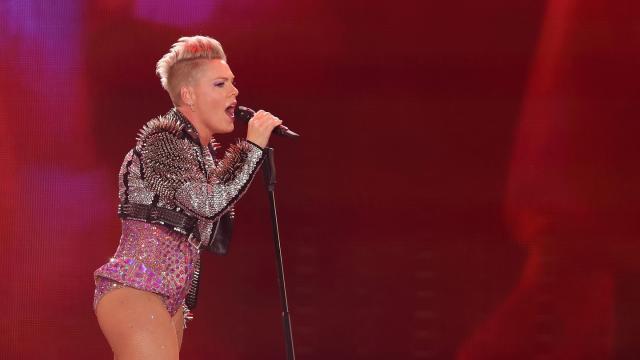 Pink's Legs Are *Beyond* Sculpted In A Sparkly Leotard in These Pics