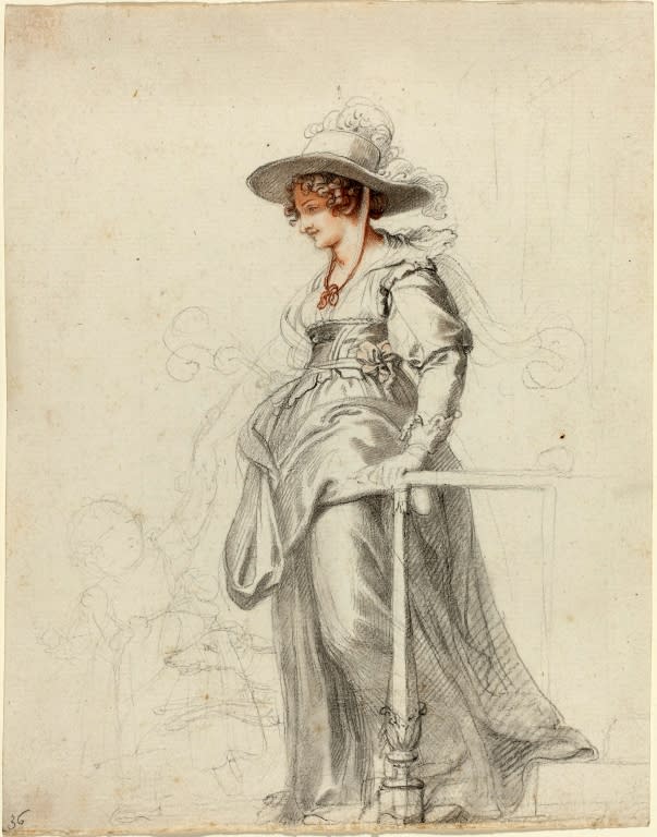 Dibujo de María Cosway con su hija en 1794.