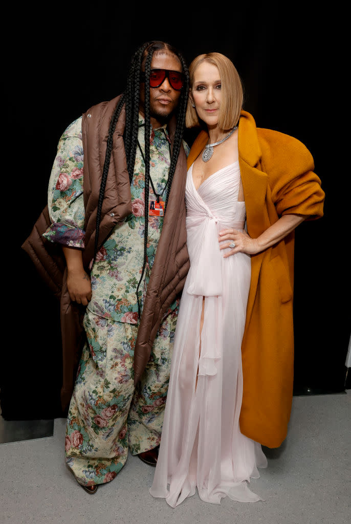 LOS ANGELES, CALIFORNIA - FEBRUARY 04: (L-R) stylist Law Roach and Celine Dion attend the 66th GRAMMY Awards at Crypto.com Arena on February 04, 2024 in Los Angeles, California. (Photo by Emma McIntyre/Getty Images for The Recording Academy)