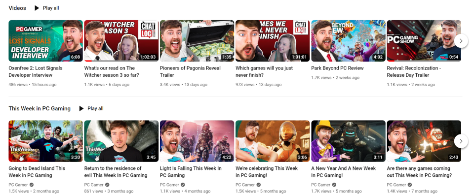 MrBeast's face on YouTube Thumbnails