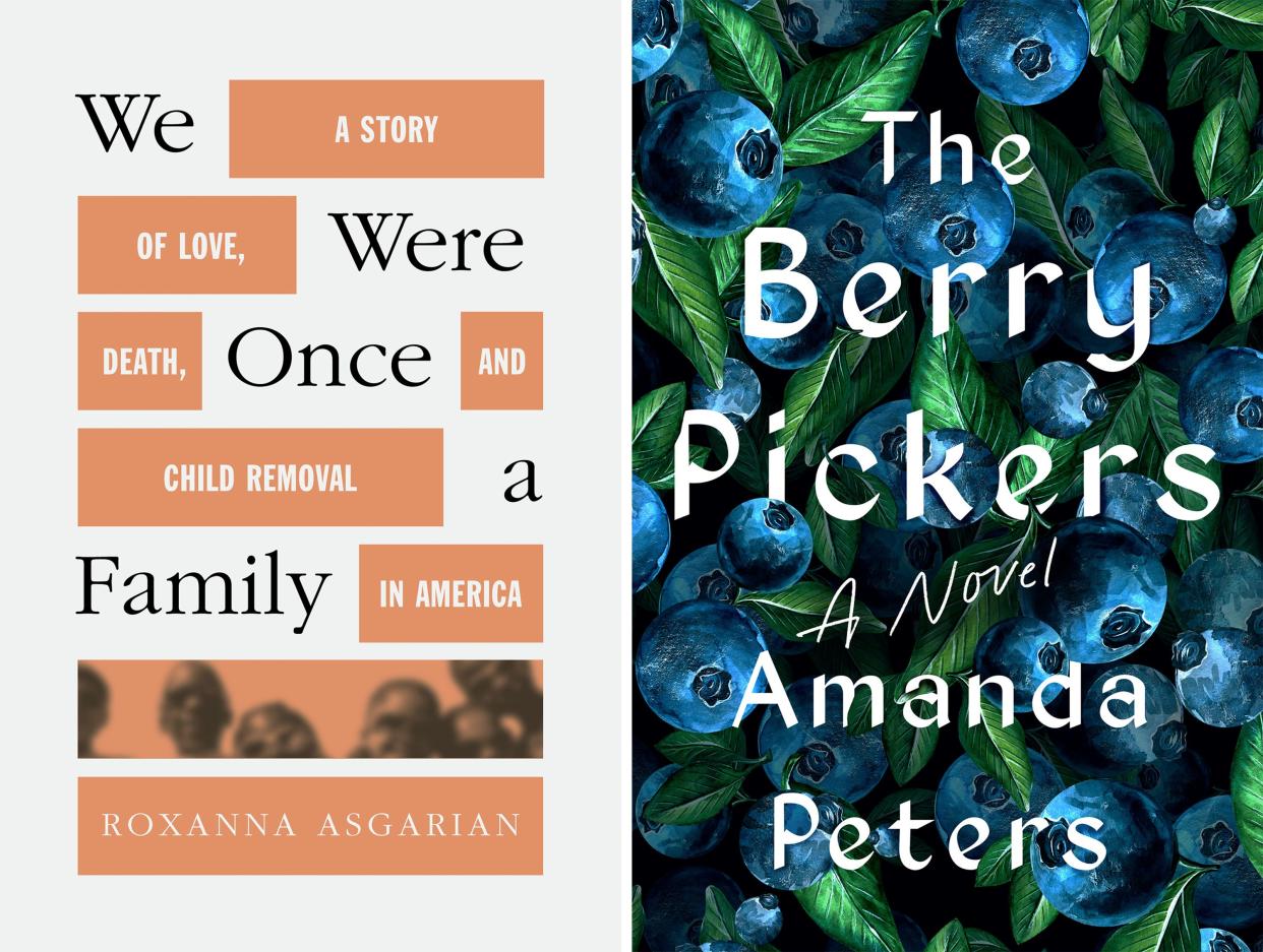 This combination of images shows "We Were Once a Family" by Roxanna Asgarian, left, and "The Berry Pickers" by Ama (Farrar, Straus and Giroux/Catapult via AP)