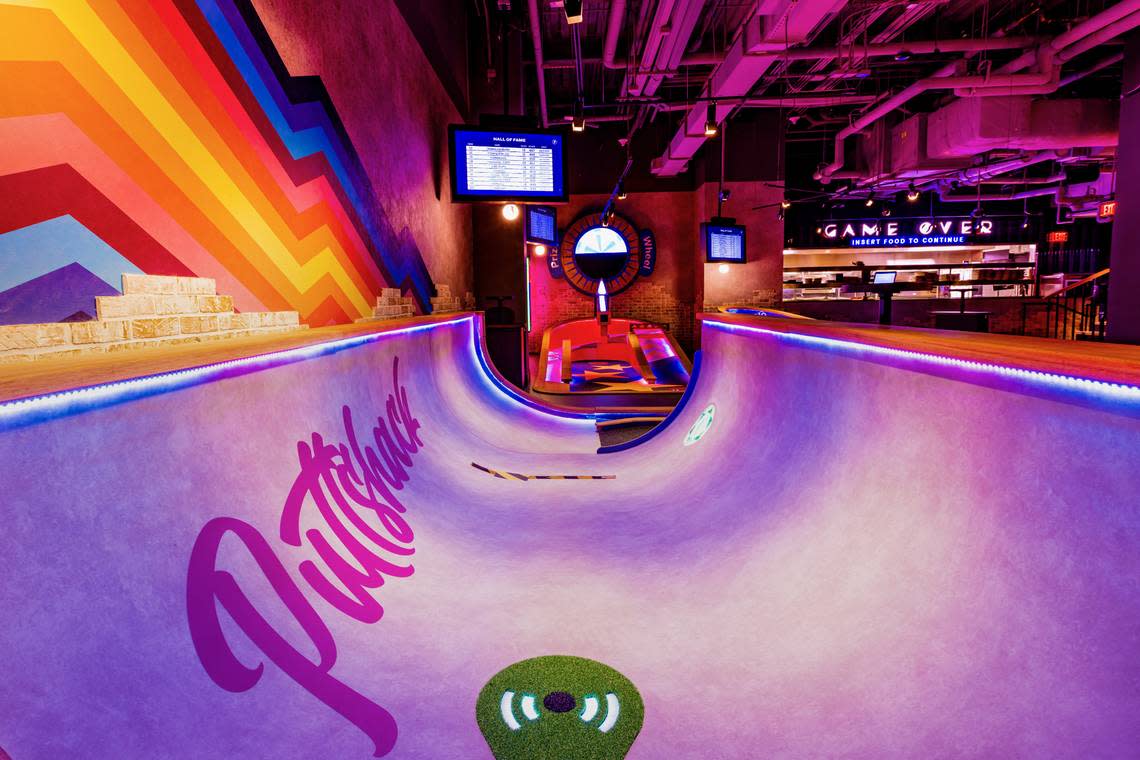 Each nine-hole mini golf course takes about half an hour to play at Puttshack.