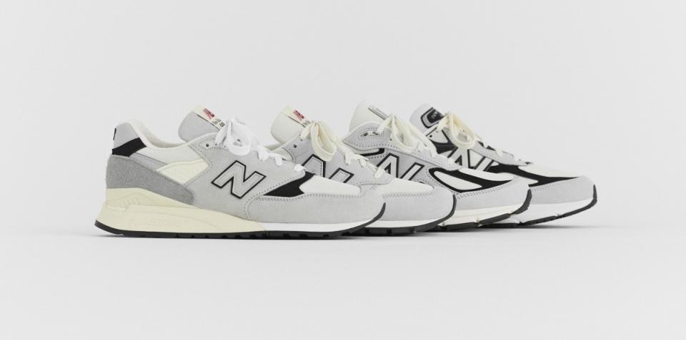 <p>New Balance</p><p>The first drop will occur on February 8 with new interpretations of classic grey. The New Balance 990v4, 990v6, 996, and 998 will feature a lighter shade, 'grey matter,' accented with black and white. </p><p>The initial release will also include new colors to its core apparel offerings. The seasonal pastels of 'maize' and 'winter fog' are joined by a warm weather-ready neutral shade, 'sandstone'.</p>