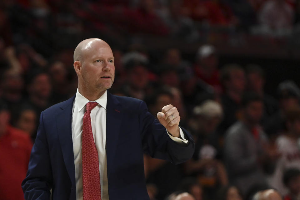 Jan 27, 2024; College Park, Maryland, USA; Maryland Terrapins head coach Kevin Willard reacts during the first half against the Nebraska Cornhuskers at Xfinity Center. Mandatory Credit: Tommy Gilligan-USA TODAY Sports