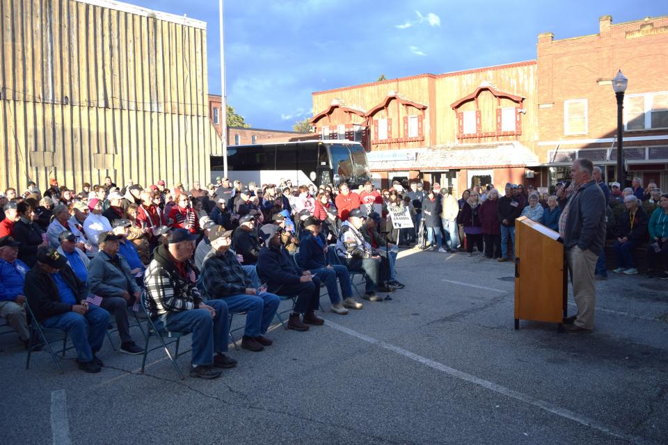 State Rep. Darrell Kick shared a heart-felt welcome to the veterans who took part in the 2023 honor trip to Washington, D.C.