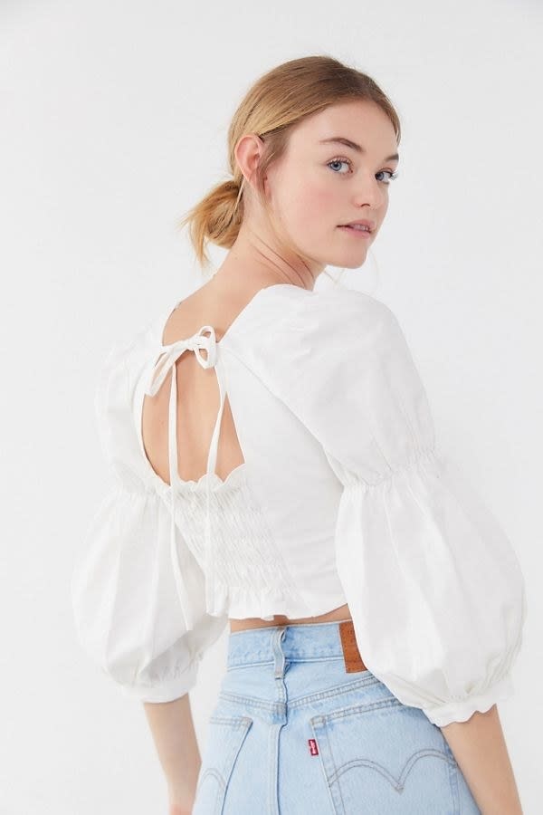UO Romeo Puff Sleeve Cropped Top