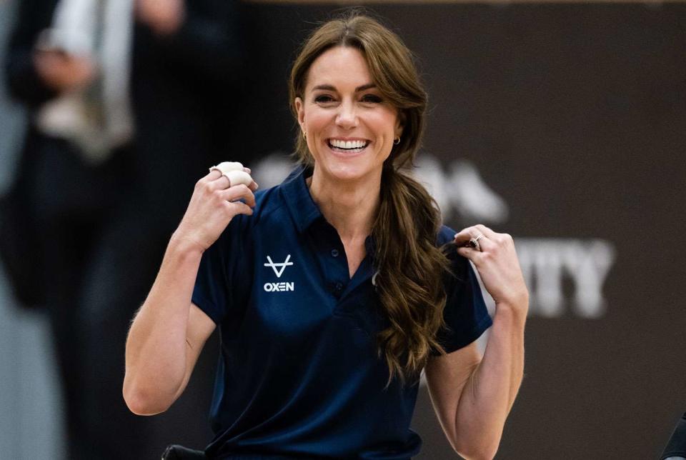 <p>Samir Hussein/WireImage</p> Kate Middleton at Rugby League Inclusivity Day at Allam Sports Centre on Oct. 5