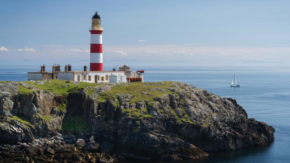 Eilean Glas Lighthouse and boat