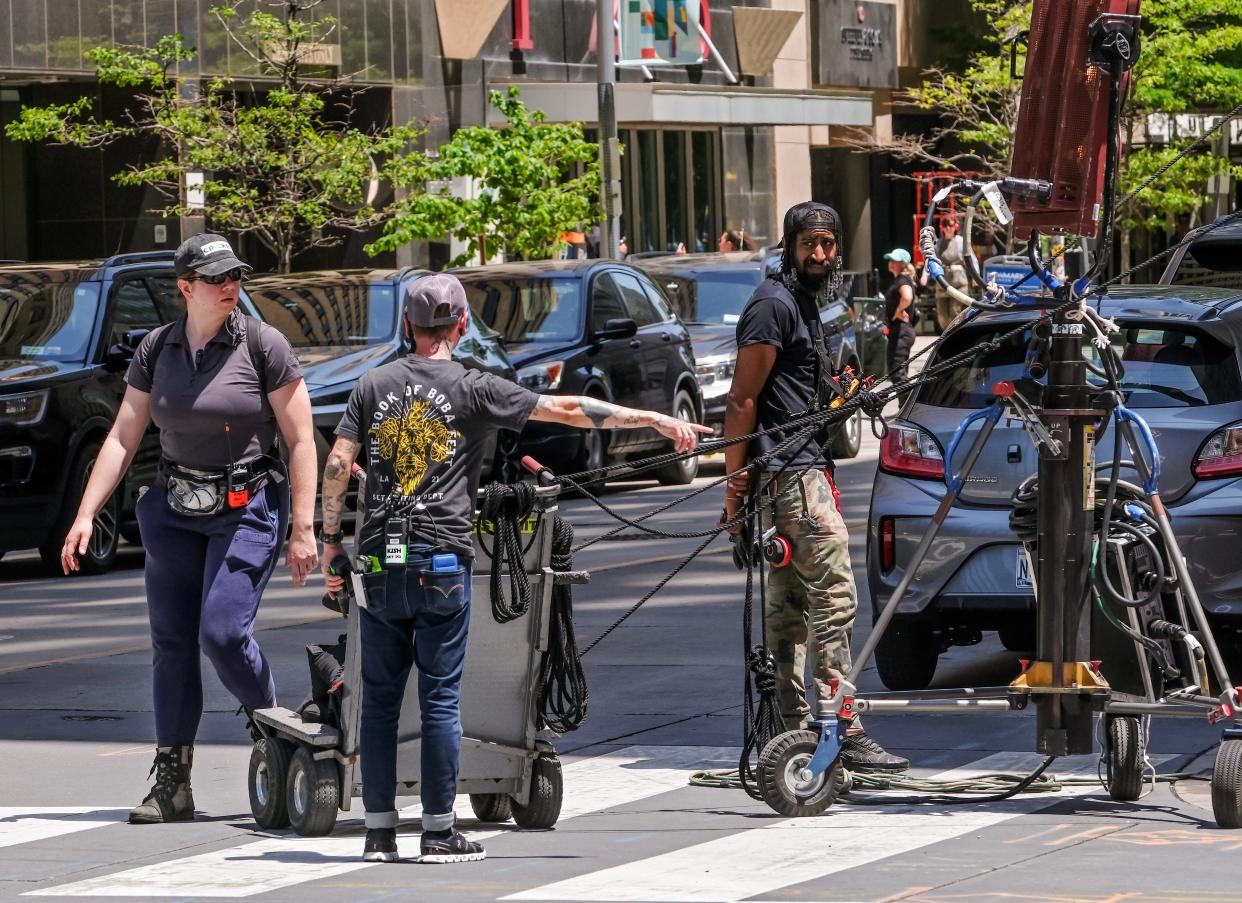 A film set is seen in May in downtown Oklahoma City at Robinson and Park Ave for the movie "Twisters."