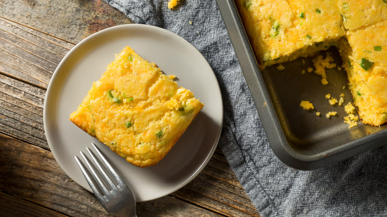 Cornbread sliced