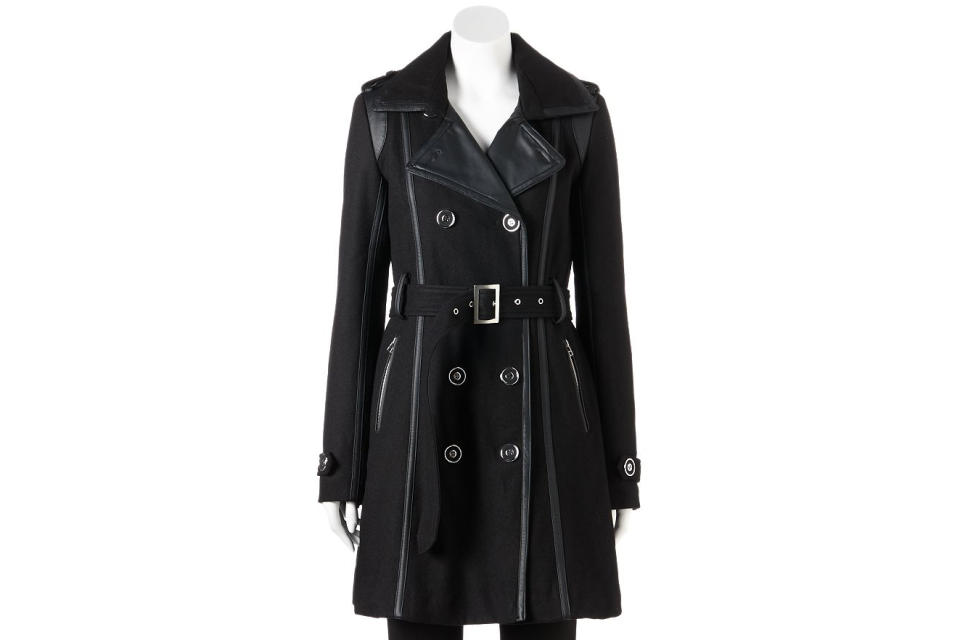 Kohl’s Excelled Double-Breasted Faux-Wool Trench Coat