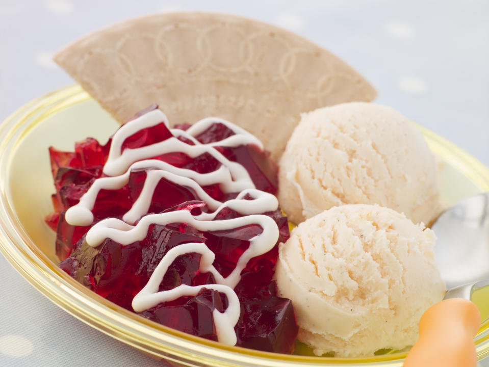 Jelly and ice cream is another classic British dessert that's seemingly dying out [Photo: Getty]