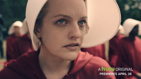 A still of actress Elisabeth Moss from Hulu original 