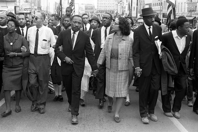 <p>Morton Broffman/Getty Images</p> Dr. Martin Luther King, Jr. arrives in Montgomery, Alabama on March 25th 1965 at the culmination of the Selma to Montgomery March.