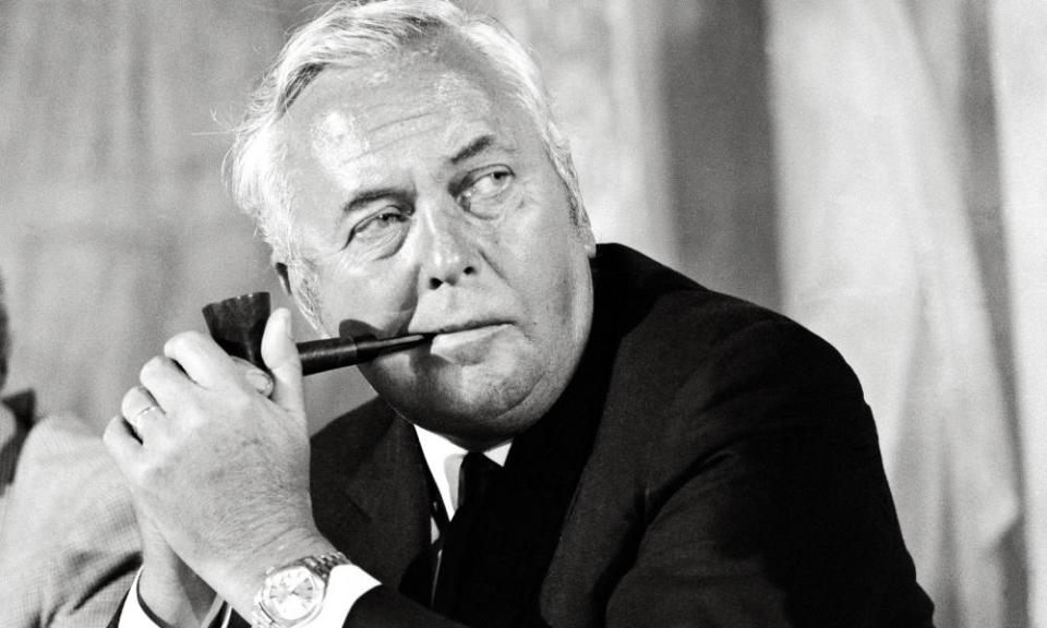 Harold Wilson smoking a pipe