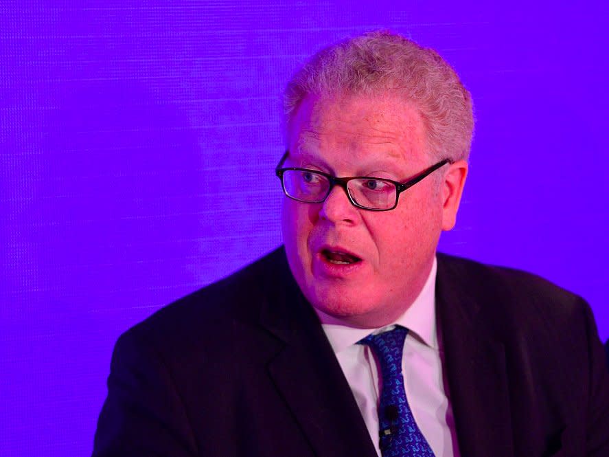 Michael Cole-Fontayn, Executive VP and Chairman of EMEA BNY Mellon speaks during The 2016 BNY Mellon Boat Races press conference where BNY Mellon and Newton Investment Management announce the donation of their title sponsorship to Cancer Research UK at The OXO Tower on January 19, 2016 in London, England. (Photo by )