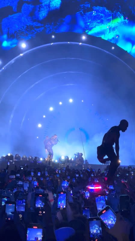 Ambulance is seen in the crowd during the Astroworld music festiwal in Houston