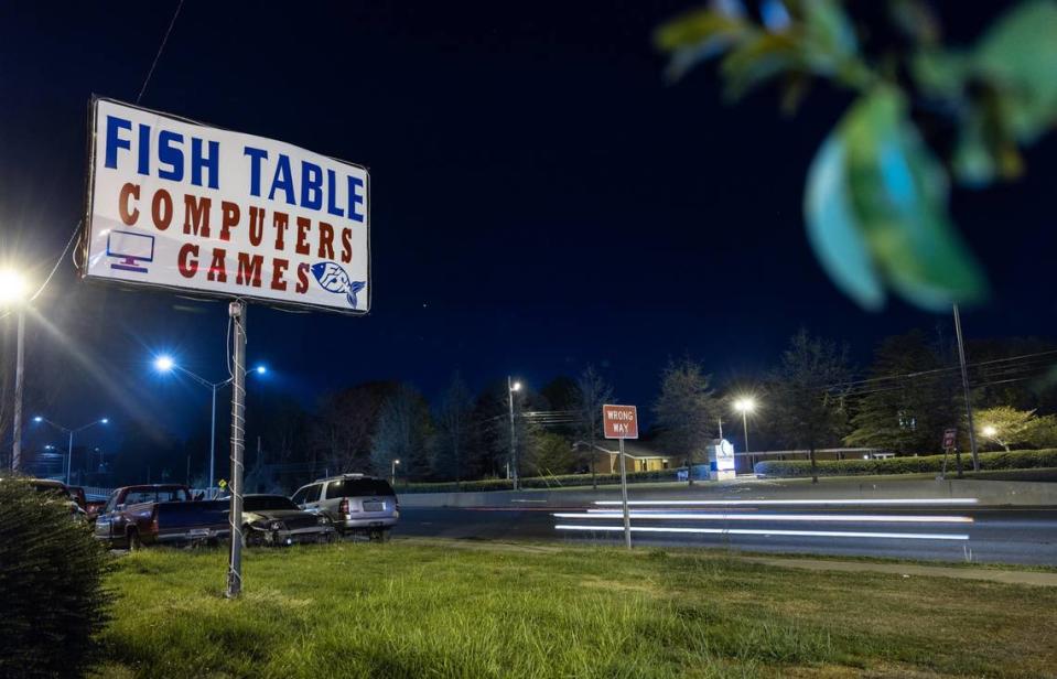 Fish Table Computer Games sits closed in Charlotte, N.C., on Wednesday, March 29, 2023.