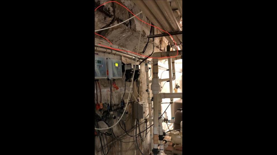 A commercial pool contractor indicated where he saw serious corrosion in the Champlain Towers South pool equipment room in a photo he took two days before the building collapsed.