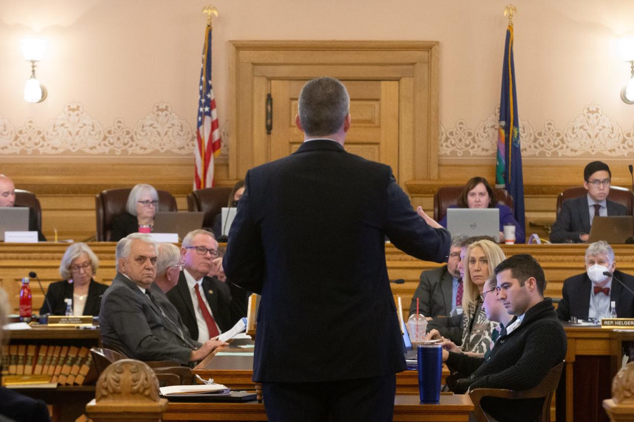 Budget director Adam Proffitt presents the 2023 legislative budget during Thursday's House Appropriations Committee at the Statehouse.